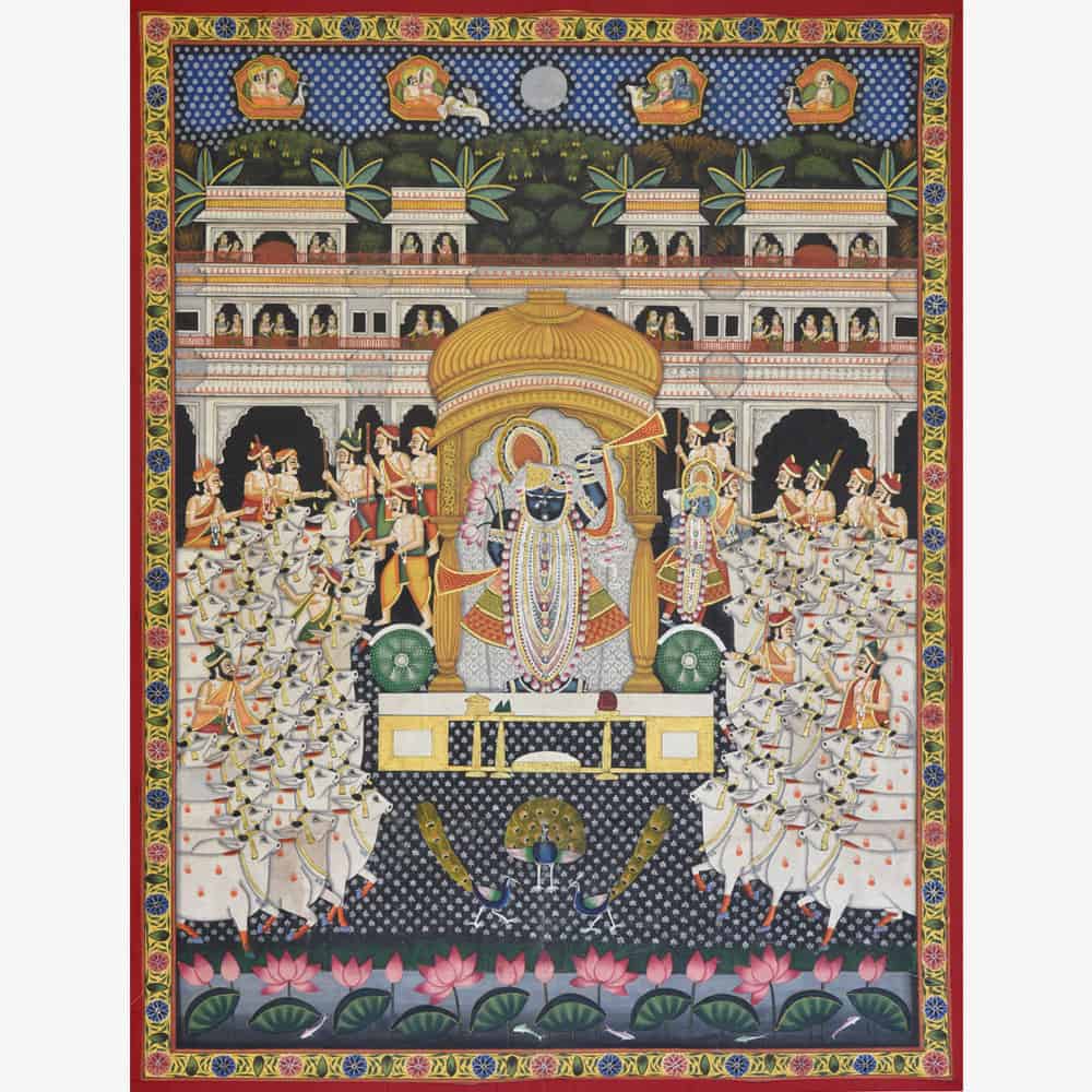 Celestial Presence: Shrinathji with Kamdhenu Painting