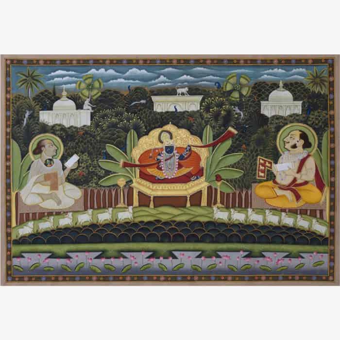 Divine Presence: Shrinathji on Sihaasan Painting
