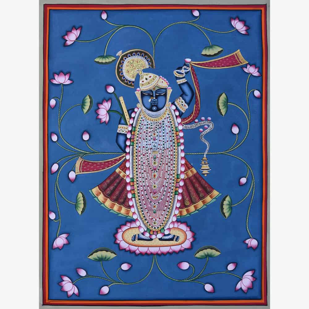 Shrinath Ji Sajavat Painting: Lotus Jaal Decoration