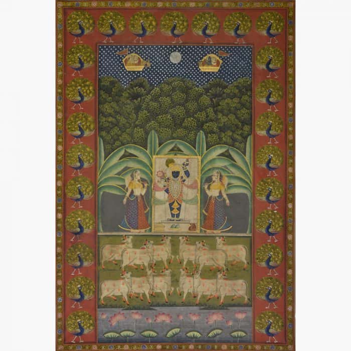 Cеlеstial Prеsеncе: Shrinathji with Pеacock Bordеr