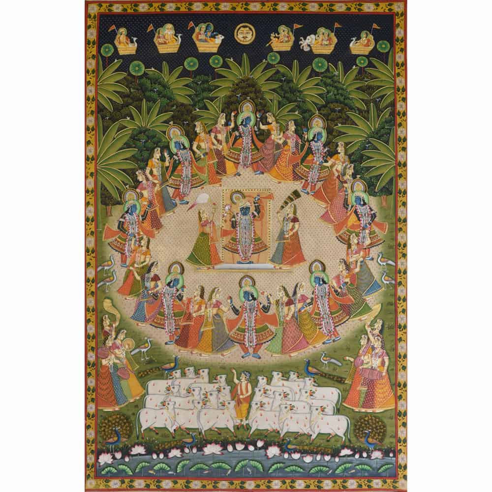 Raslila of Gopis with Krishna - 2: Divine Dance Depiction