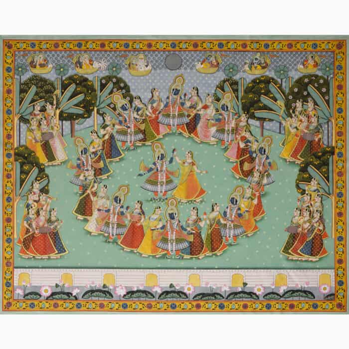 Radiant Rhythms: Enchanting Radha Krishna Raas Painting