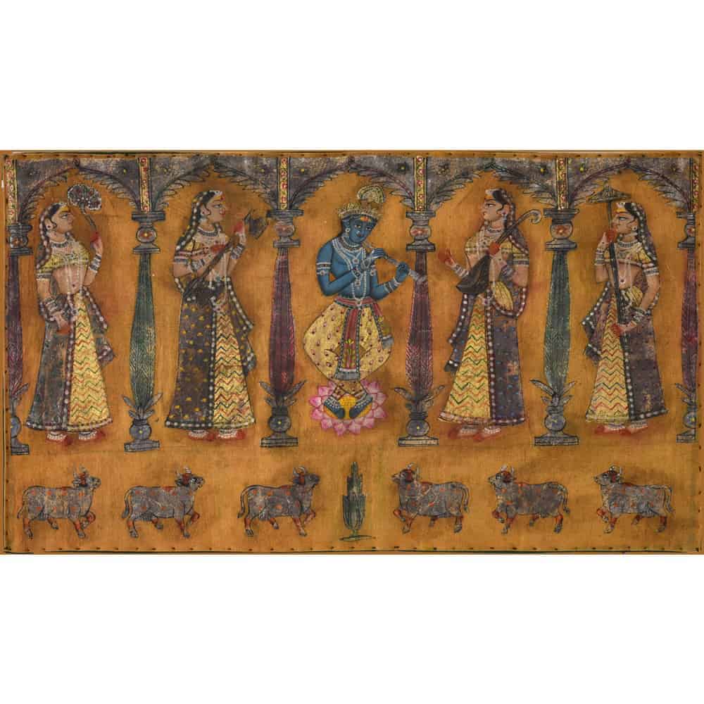 Timeless Art: Vintage Krishna in Jarokha Art
