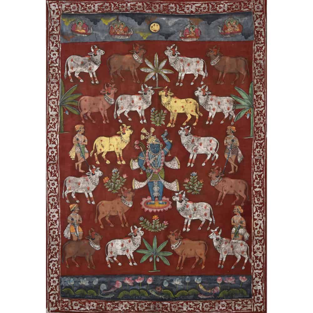 Vintage Shreenathji with Cow Herds: Serenity Unveiled